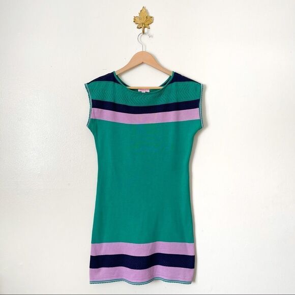 Lilly Pulitzer Green Sweater Kinley Shift Dress trellace stripe Small - Picture 1 of 7
